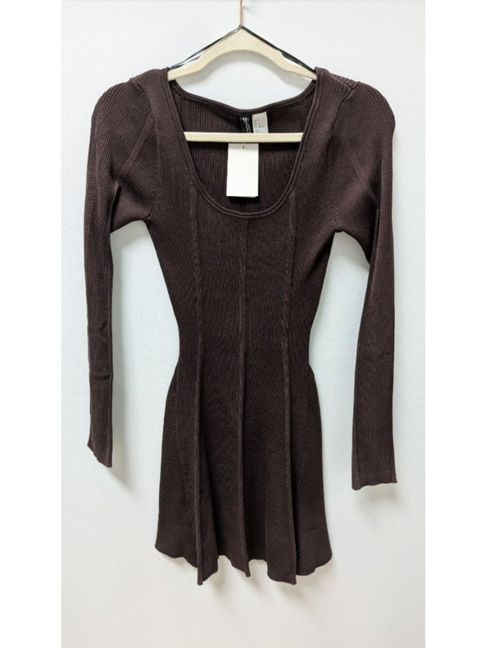 Divided H&M Dark Brown Ribbed Mini Dress